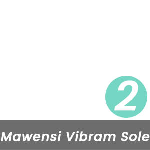 MBT Rock Index for This Mawensi Vibram Sole is Moderate - Level 2 - Based on the Curve of the Rocker-Bottom Sole