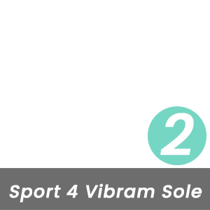 MBT Rock Index for This Sport 4 Vibram Sole is Moderate - Level 2 - Based on the Curve of the Rocker-Bottom Sole